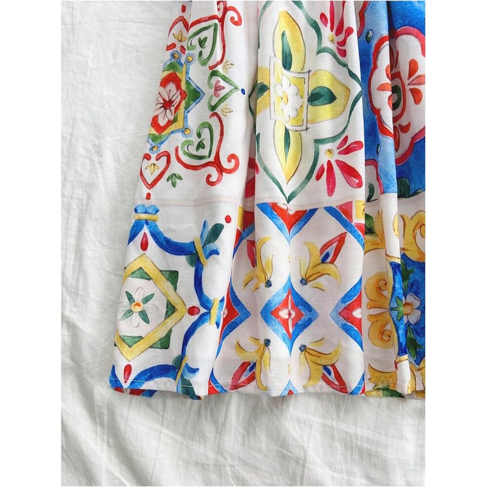Colorful Patterned Mini Dress - Picture 6 of 6